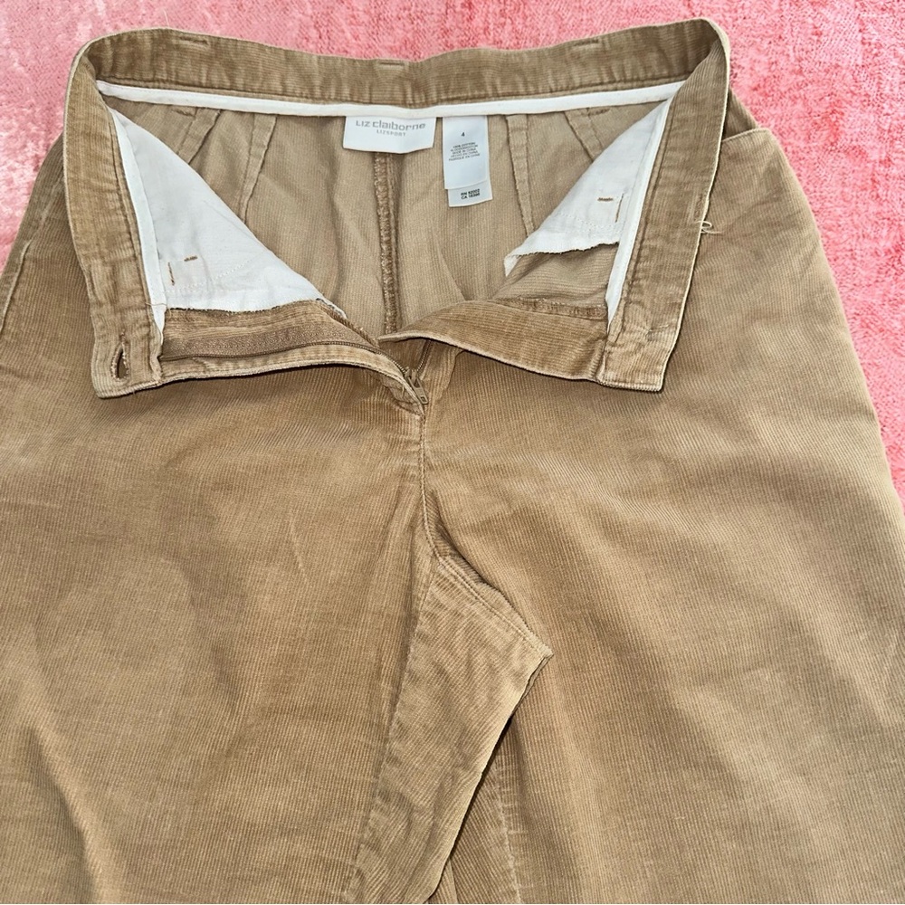 Tan Corduroy Pants Liz Claiborne Lizsport 100% cotton size 4 high rise - Picture 4 of 6